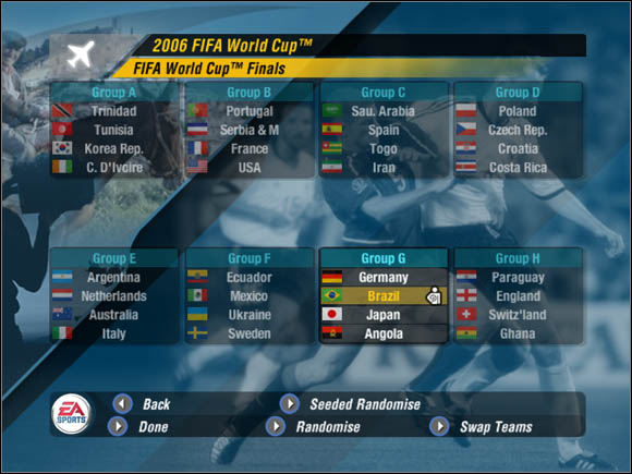 Finally, we can go to the World Cup Mode main menu - Groups - World Cup Mode - 2006 FIFA World Cup Germany - Game Guide and Walkthrough