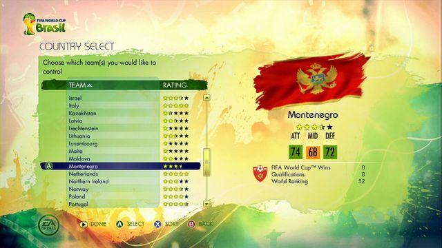 You begin from choosing the continent of your qualifiers - Road to the FIFA World Cup - Game Modes - 2014 FIFA World Cup Brazil - Game Guide and Walkthrough