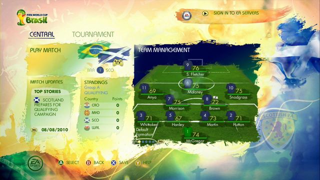 After confirming all options, game moves you to the panel where you can call players, look at the fixture or make changes of tactics and squad - Road to the FIFA World Cup - Game Modes - 2014 FIFA World Cup Brazil - Game Guide and Walkthrough