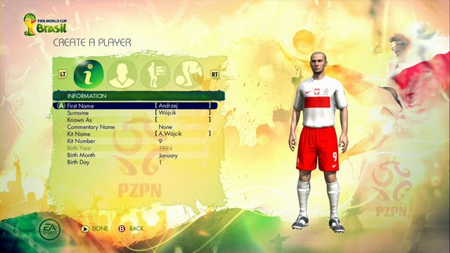 Another screen let you choose the type of the player - Captain Your Country - Game Modes - 2014 FIFA World Cup Brazil - Game Guide and Walkthrough