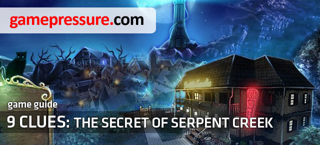 This guide contains detailed walkthrough of the Nine Clues - 9 Clues: The Secret of Serpent Creek - Game Guide and Walkthrough
