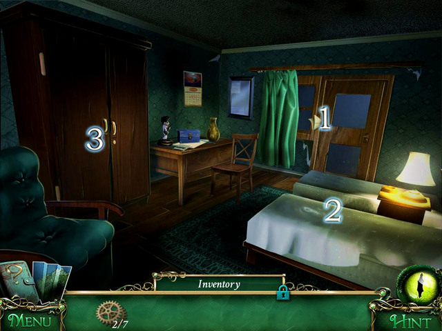 Inside, you see someone behind a window, who leaves you a message [1] - Hotel - Main storyline - 9 Clues: The Secret of Serpent Creek - Game Guide and Walkthrough