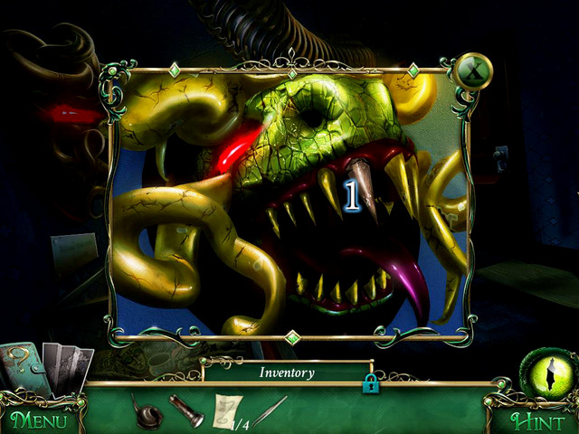 Firstly, approach the dragon head and take a Heavy fang [1] - Museum - Main storyline - 9 Clues: The Secret of Serpent Creek - Game Guide and Walkthrough