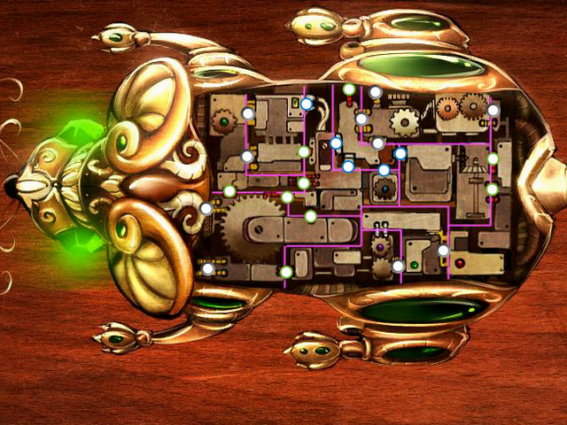 To make the task easier, you have to look at the cables connecting the mechanism parts - Puzzles - Collectibles and puzzles - 9 Clues: The Secret of Serpent Creek - Game Guide and Walkthrough