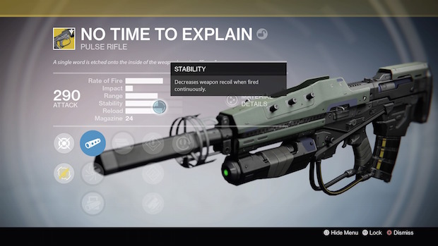 No time to explain exotic pulse rifle