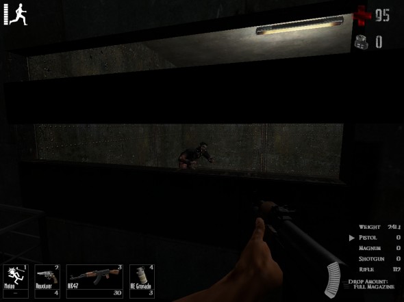 Zombie about to get shot at through a barricade in Zombie Panic Source.