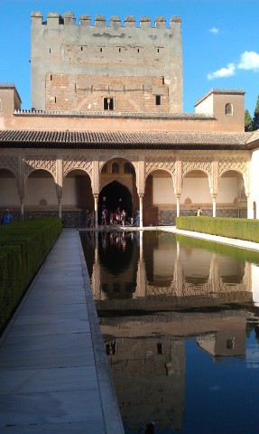Alhambra Palace courtyard in Granada Spain