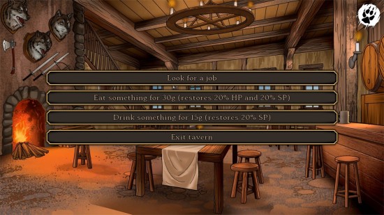 The Tavern gives quests, food, and booze. What a glorious place.