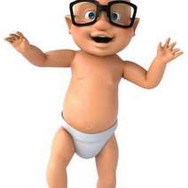  Cartoon of baby with big glasses