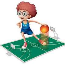 A cartoon of female basketball player