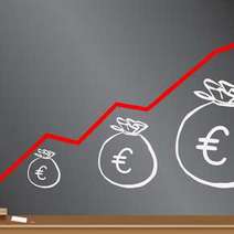 Drawings of Euro bags with a rising red line above