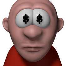 Man with dollars in his eyes