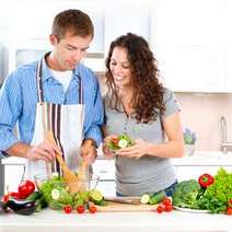  A couple cooking