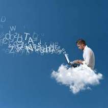 A man creating letters out of a cloud