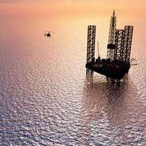 An oil mining station in the sea