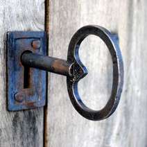 Old key in the door lock