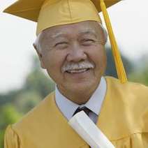 An old man graduating