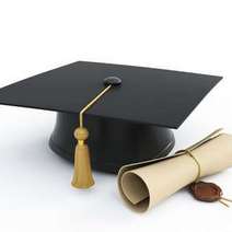 Graduation hat and diploma