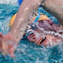 Swimmer making an inhale while swimming