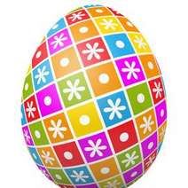 Colourful Easter Egg with dots and stars pattern
