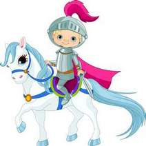 Cartoon knight riding a horse
