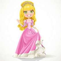 Cartoon princess in pink dress