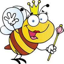 Cartoon bee wearing a crown on its head