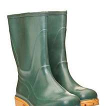 Green wellington boots