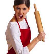  A mad woman with a kitchen roller