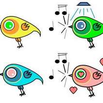  Drawing of birds and musical notes