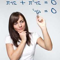  A woman thinking about the math schemes above her head