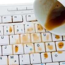  Coffee spilled over the keyboard