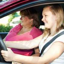 Woman learning to drive 