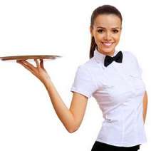  A waitress with a tray