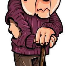  Cartoon of an old man with a hole on his sleeve