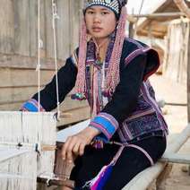  Asian woman weaving