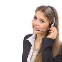 Girl talking to headphones 