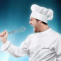  A cook singing to a whisk