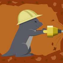  Cartoon of a mole digging a tunnel
