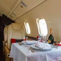 Dinner at business class of the airplane