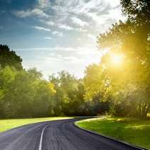  Curving road with picturesque landscape