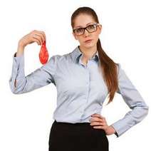  Woman holding a deflated balloon