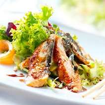  Grilled meat with salad