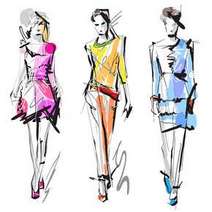  Pencil drafts of three fashion models