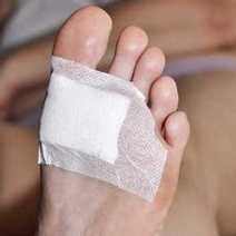 A bandaged foot
