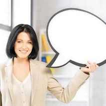  A woman with a blank speech bubble