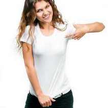  A woman in white T-shirt