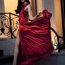  A woman in fancy red dress