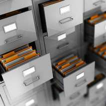  Open drawers with files and folders