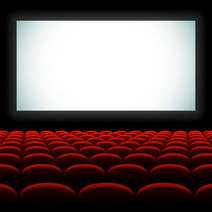 Cinema screen and empty seats